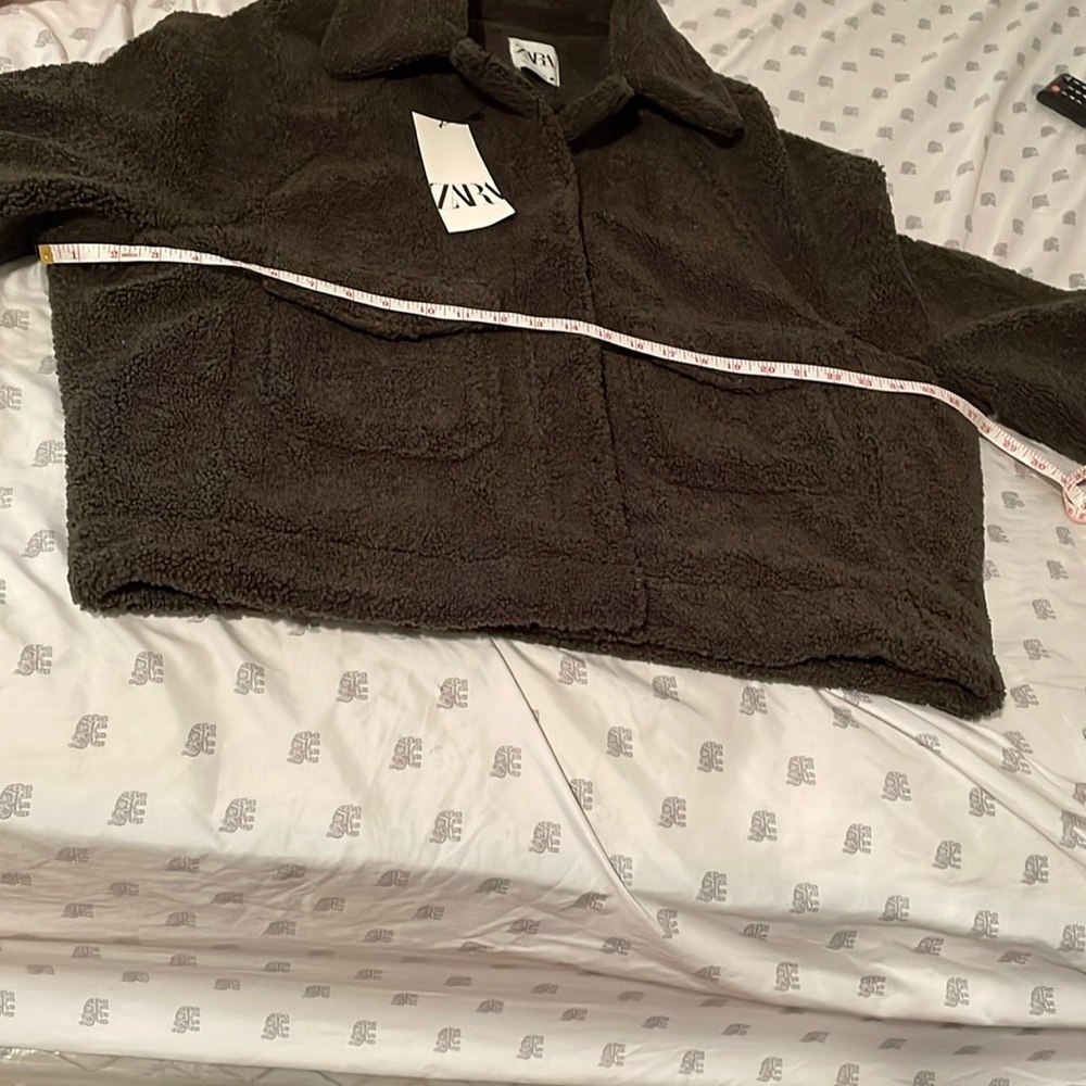 Zara green Teddy fleece oversized jacket - Picture 10 of 13